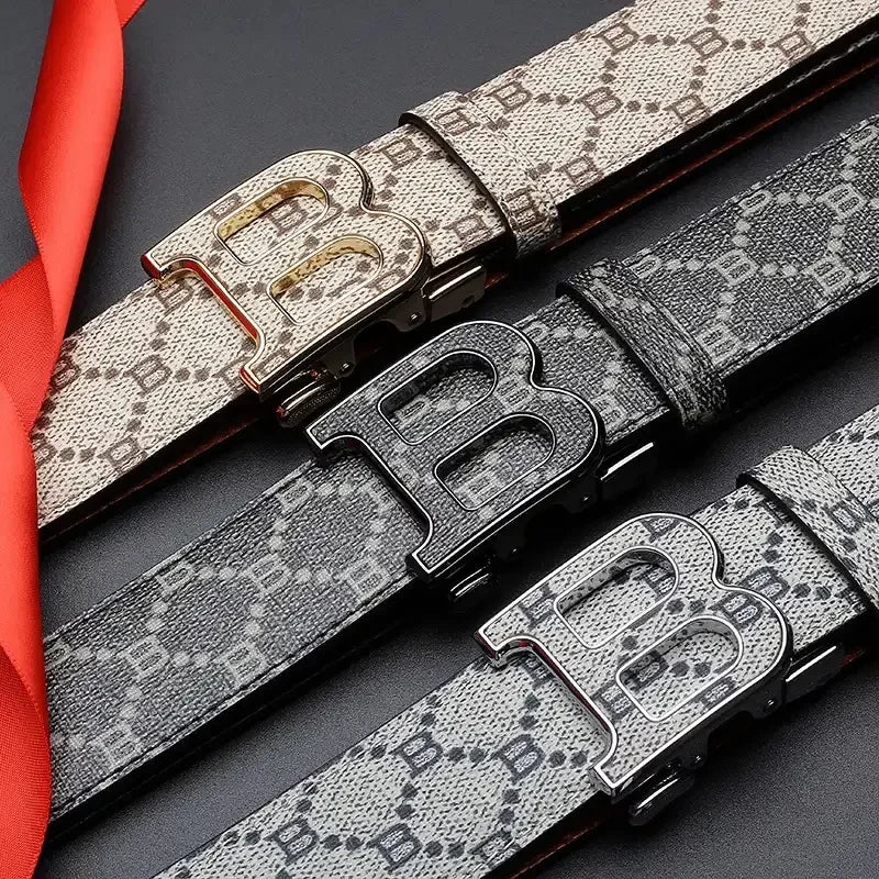 3.4cm Leather Luxury Brand Designer Buckle belt