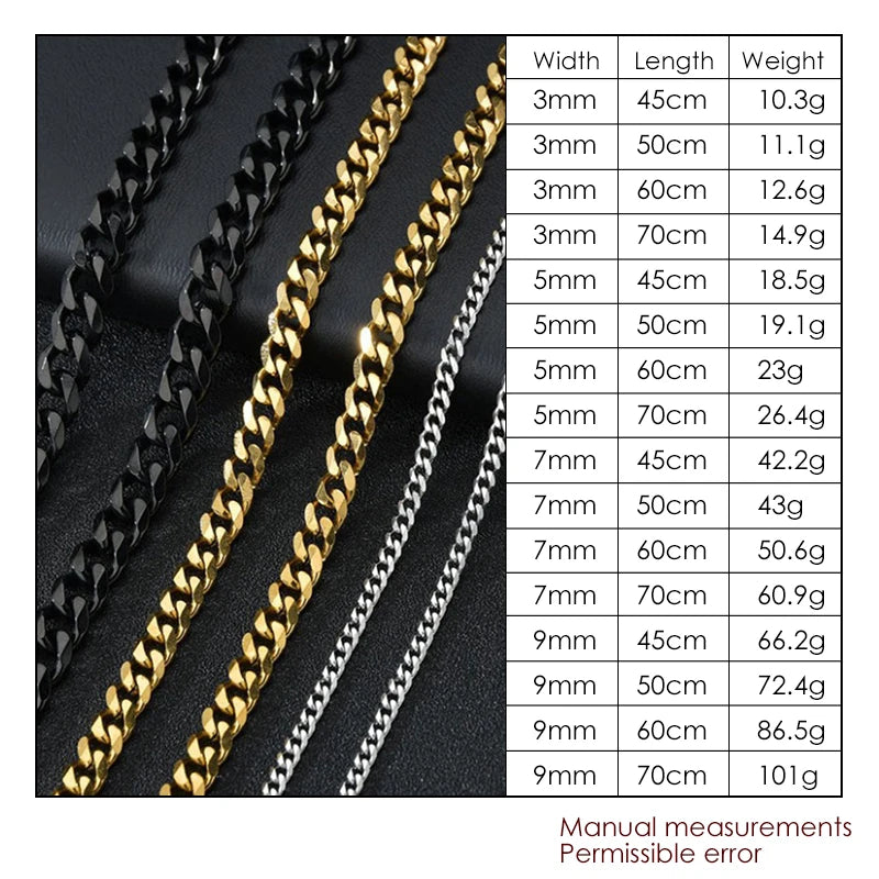 3/5/7/9MM Link Stainless Steel Chains