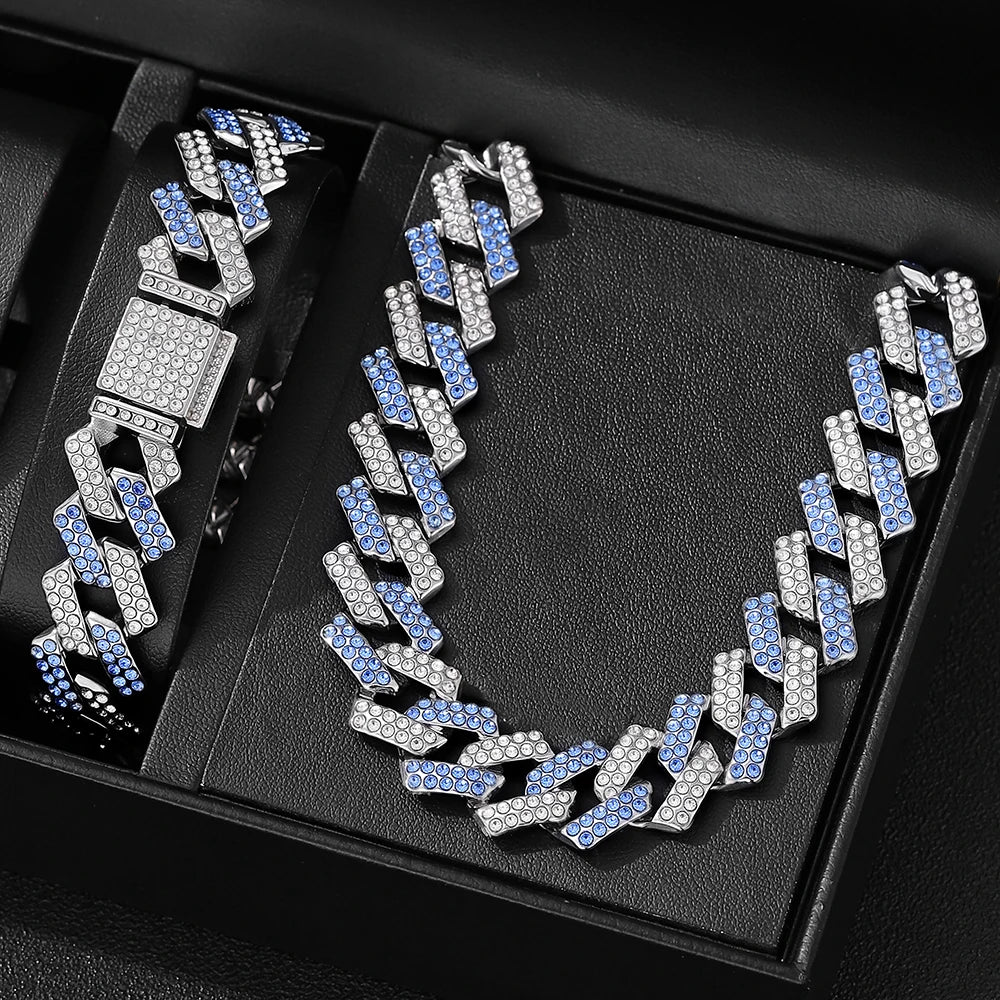 2pcs Rhinestone Cuban Chain