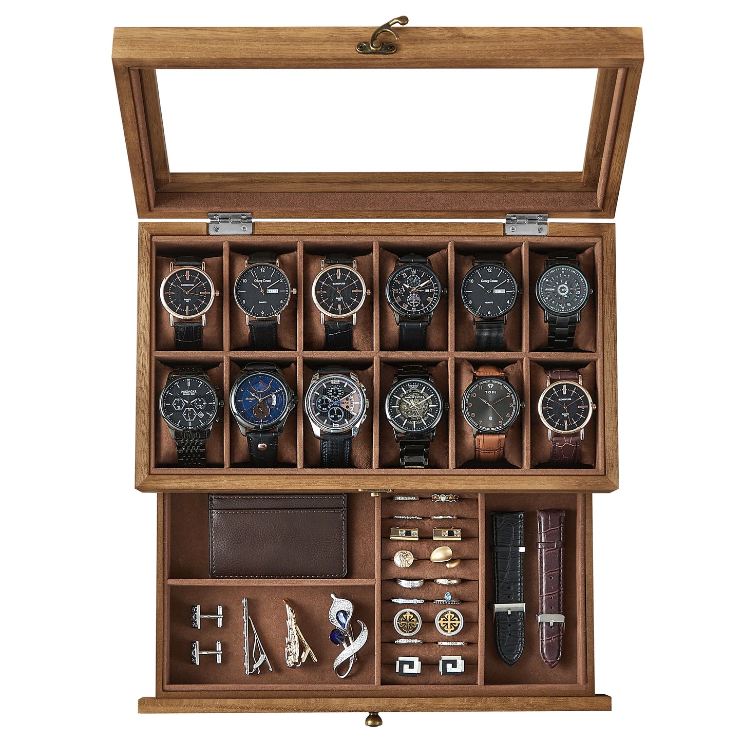 12-Slot 2-Tier Watch Display Case