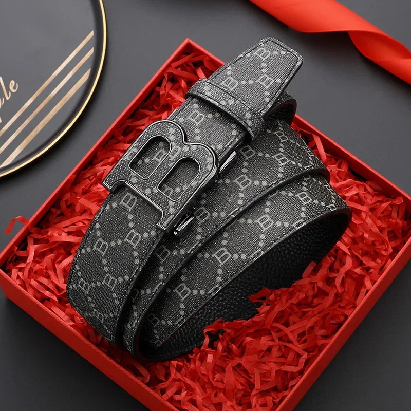 3.4cm Leather Luxury Brand Designer Buckle belt