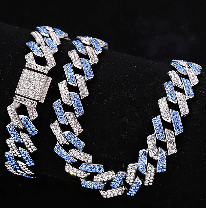 2pcs Rhinestone Cuban Chain