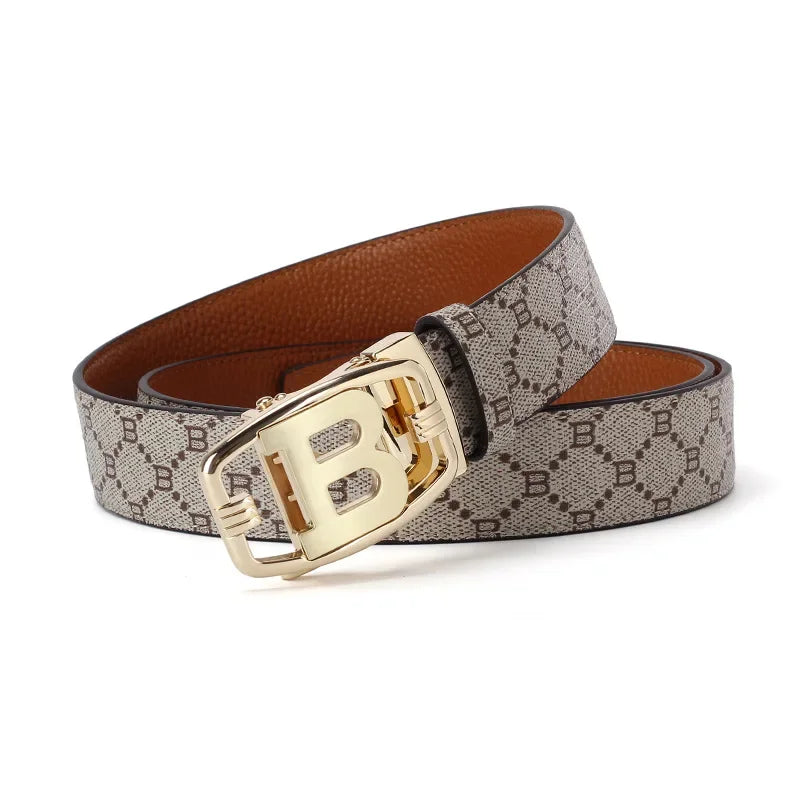 3.4cm Leather Luxury Brand Designer Buckle belt