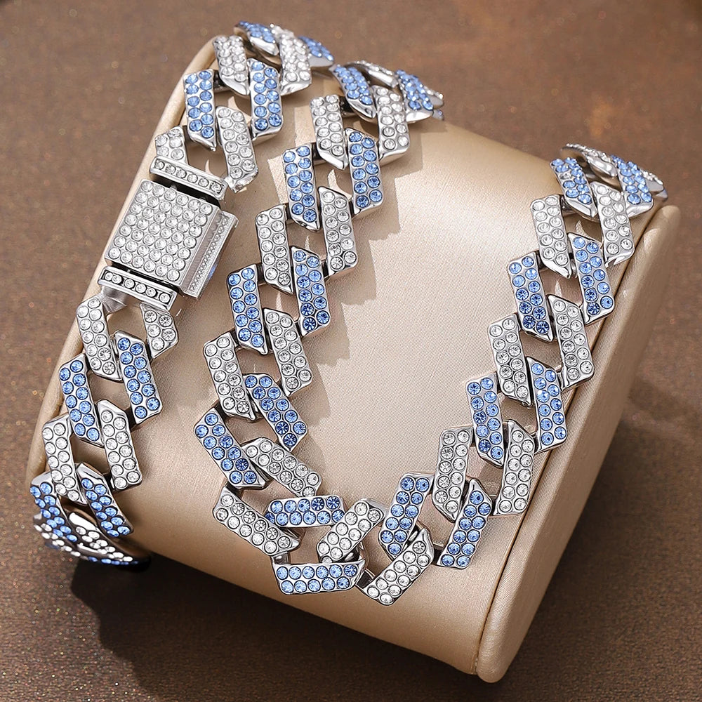 2pcs Rhinestone Cuban Chain