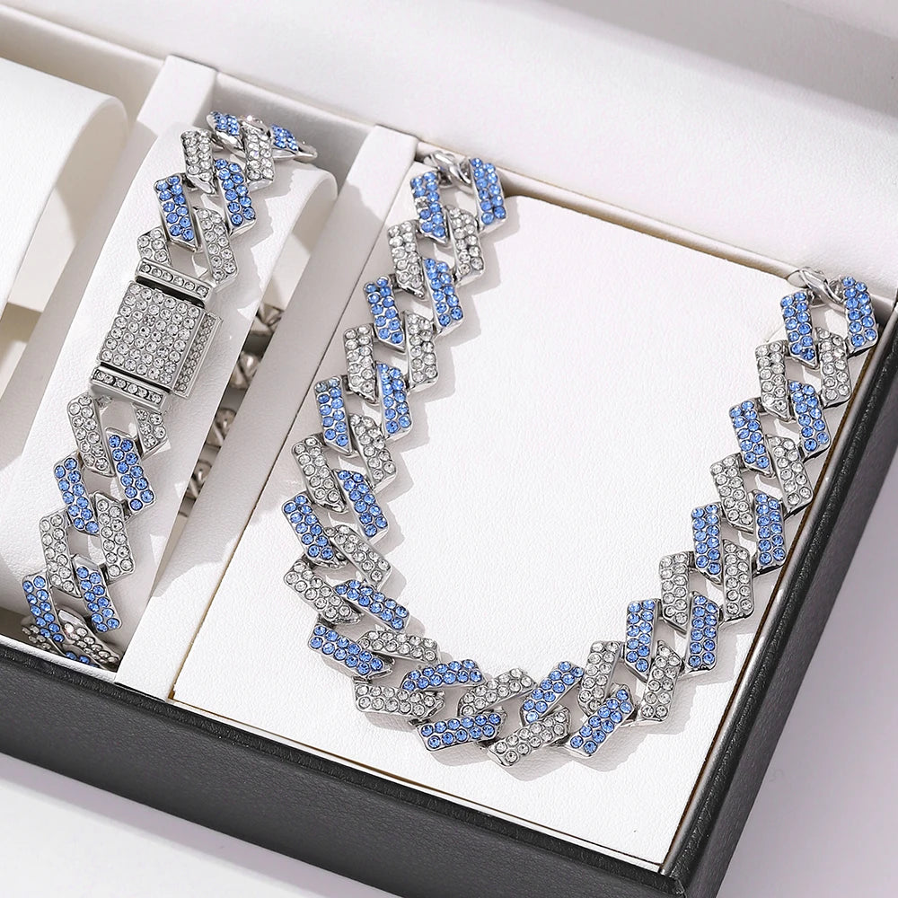 2pcs Rhinestone Cuban Chain
