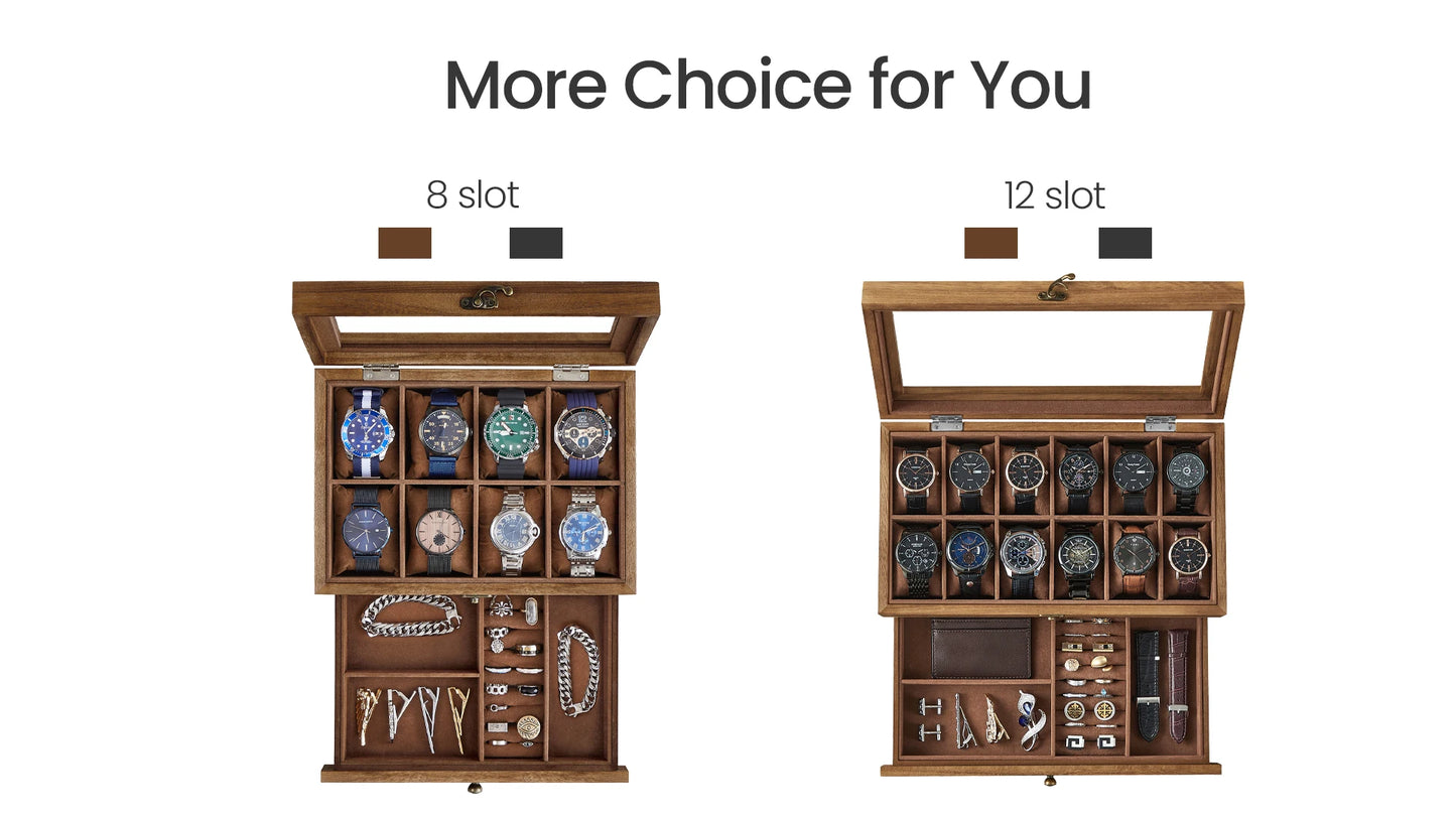 12-Slot 2-Tier Watch Display Case