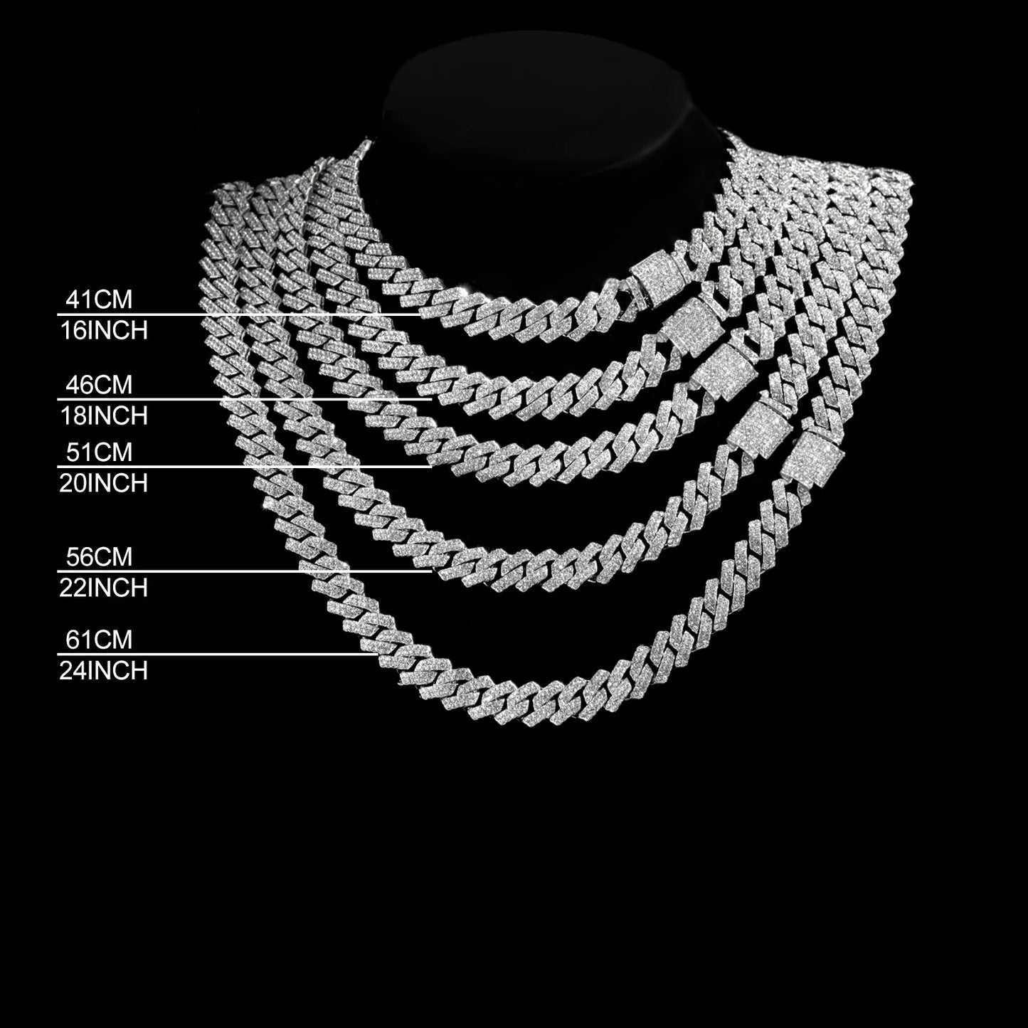 16/18/20/22/24inch Prong Iced Out Cuban Link Chain