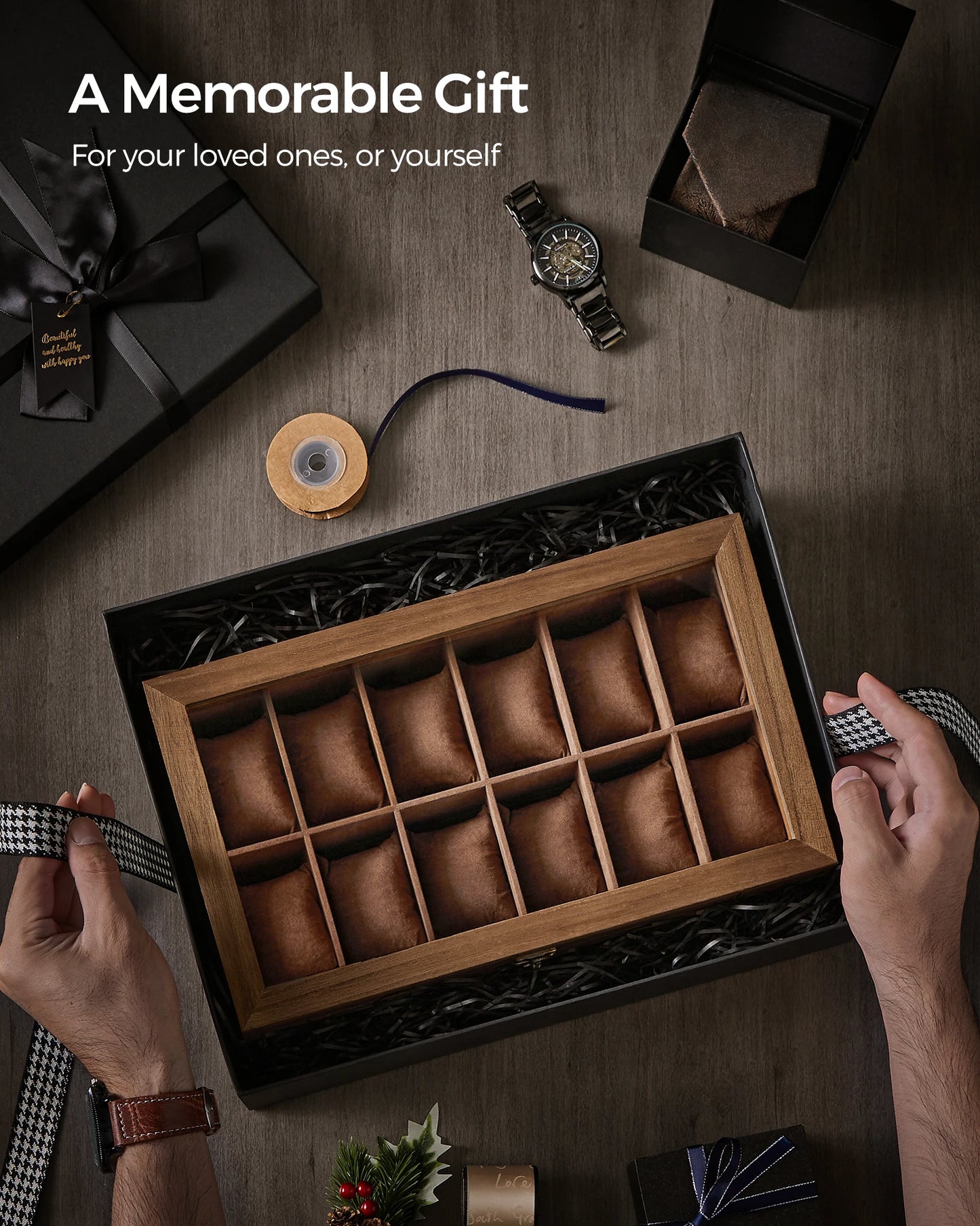12-Slot 2-Tier Watch Display Case