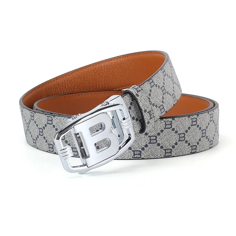 3.4cm Leather Luxury Brand Designer Buckle belt