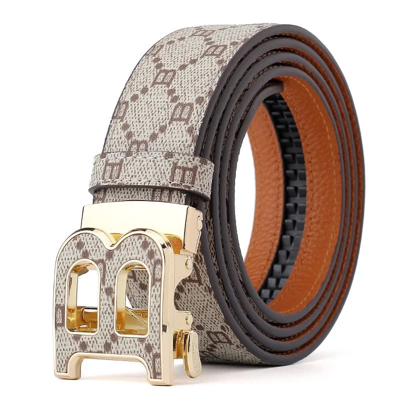 3.4cm Leather Luxury Brand Designer Buckle belt