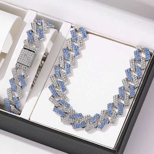 2pcs Rhinestone Cuban Chain