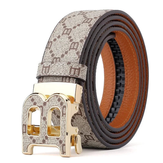 3.4cm Leather Luxury Brand Designer Buckle belt
